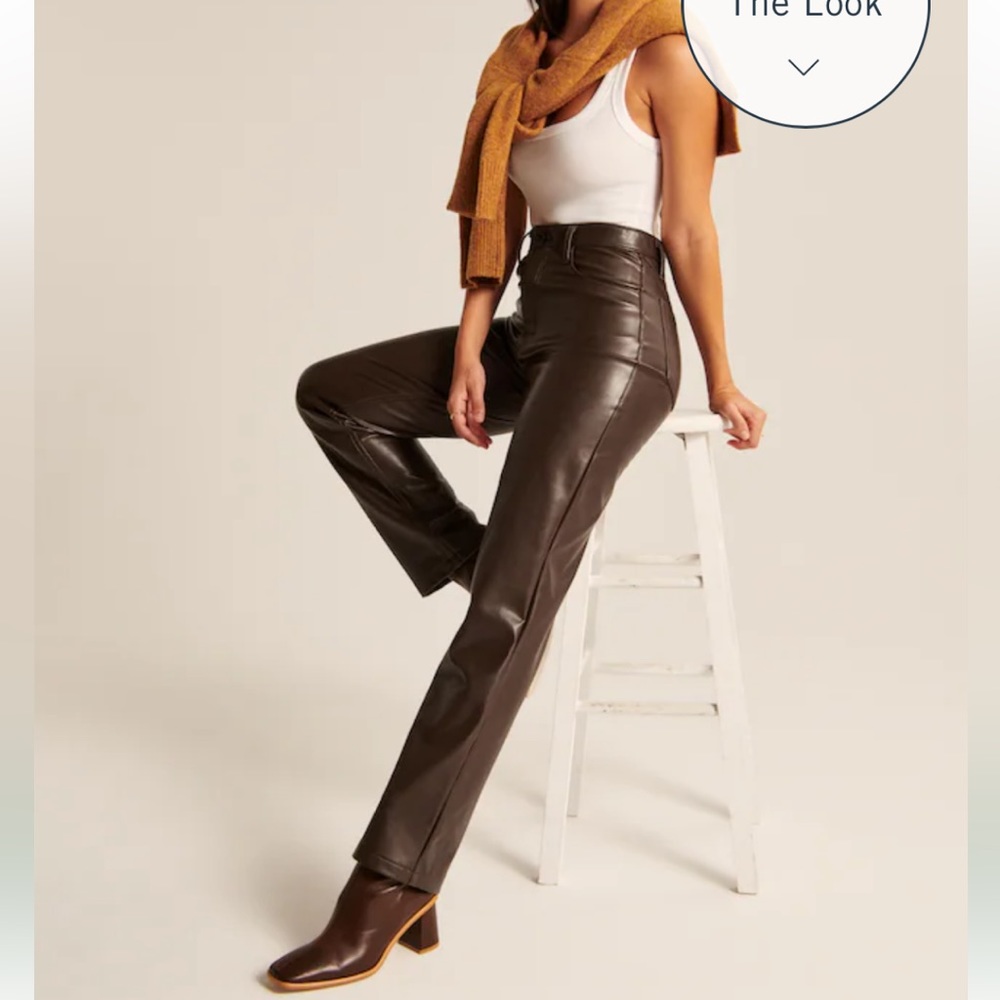 Abercrombie curve love 90s straight ultra high rise faux leather pants
